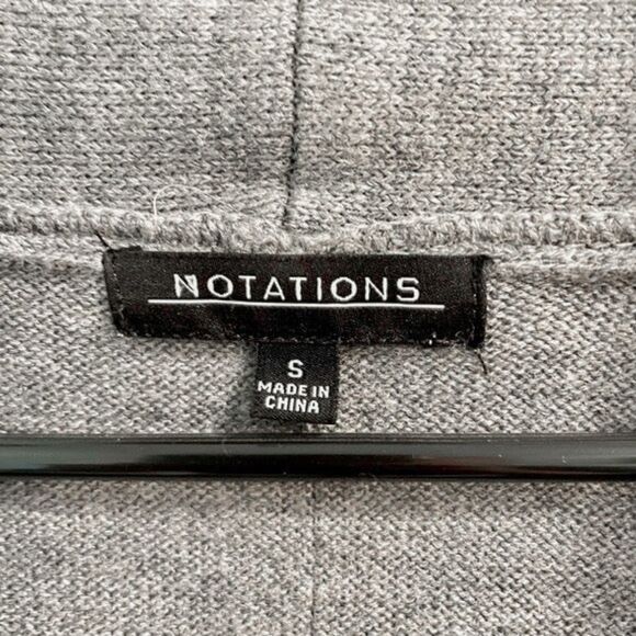Notations Women's Gray Cardigan Sweater - Shawl Collar, Button Front, Soft Knit - Picture 4 of 4